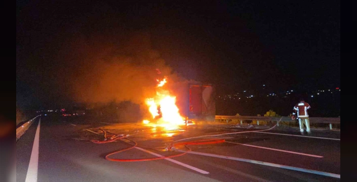 Gebze-Orhangazi-İzmir otoyolunda kamyon yangını