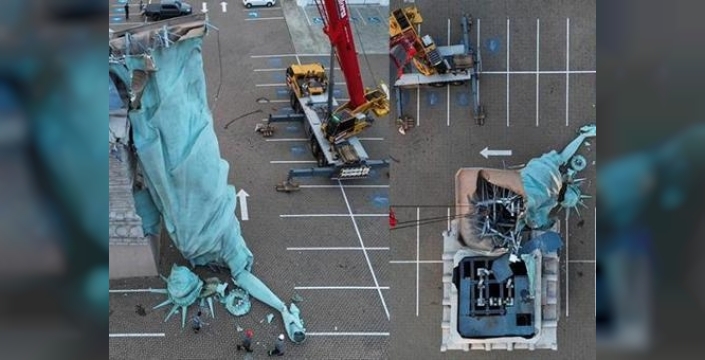 Brezilya'daki fırtına, Özgürlük Heykeli'nin devrilmesine neden oldu