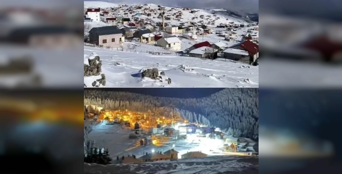 Giresun yaylaları beyaza büründü, vatandaşlar karın tadını çıkardı