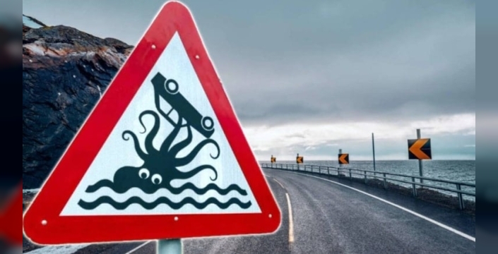 İskoçya'da sürücüleri şaşırtan ahtapotlu trafik levhasının sırrı ortaya çıktı