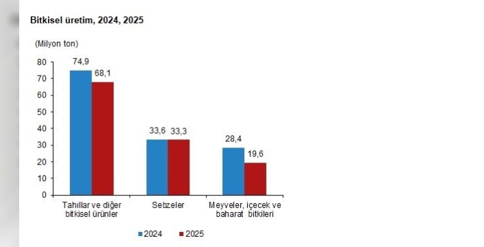 TÜİK açıkladı: Türkiye'de bitkisel üretimde şok düşüşler yaşandı!
