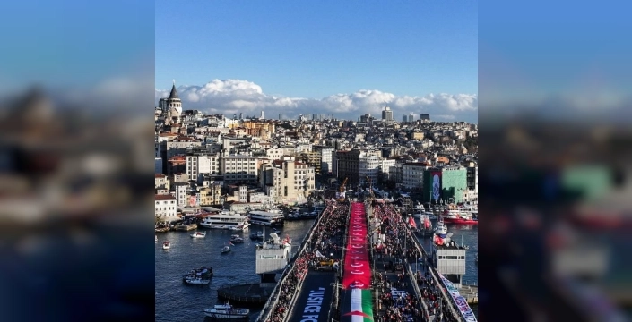 Galata Köprüsü Filistin İçin Tek Yürek Oldu: Yarım Milyon İnsan Buluştu