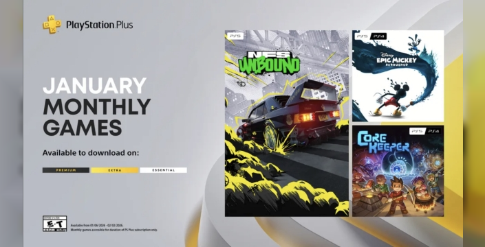 PlayStation Plus'ın 2026 ocak oyunları açıklandı: Need for Speed Unbound, Disney Epic Mickey ve Core Keeper geliyor