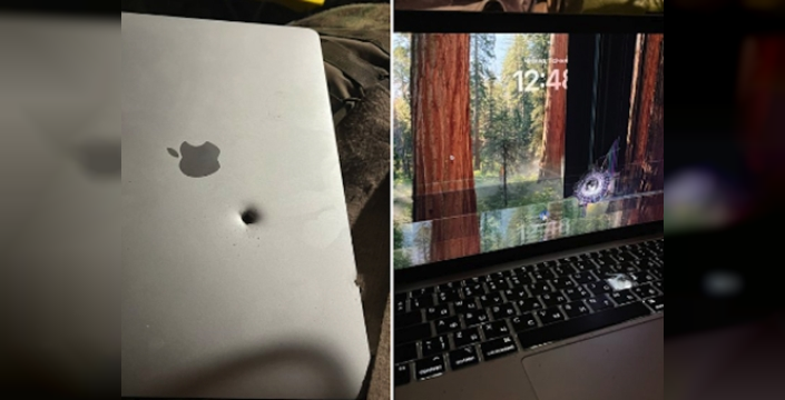 Şok! MacBook, top mermisi parçasını durdurarak askerin hayatını kurtardı
