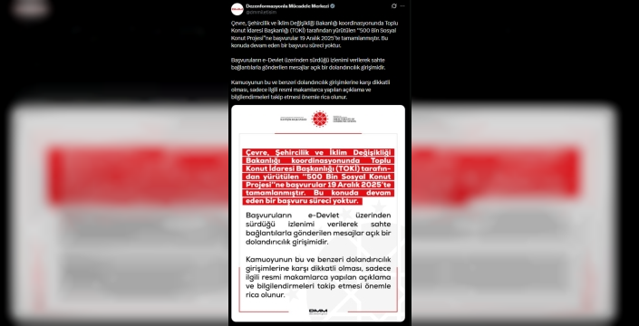 Son dakika: TOKİ adına gelen sahte e-Devlet mesajlarına dikkat!