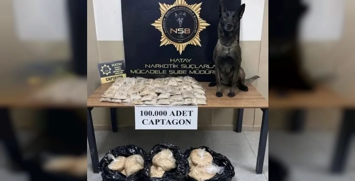Hatay'da zeytinyağı tenekelerine gizlenmiş 100 bin uyuşturucu hap bulundu
