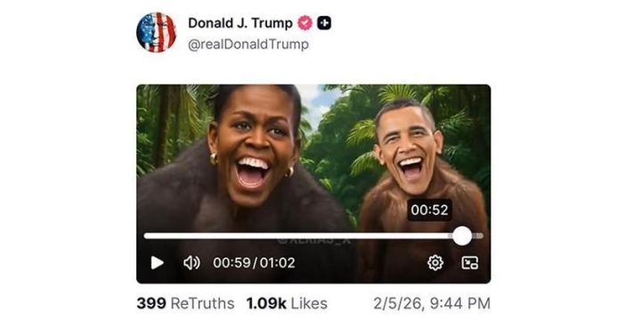 Trump'tan şok eden paylaşım: Obama çiftini maymun yaptı, ırkçılık tartışması alevlendi!