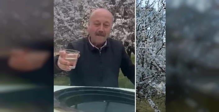 Malatya'da kayısı üreticileri, ilaçlamada zemzem ve dua kullanıyor